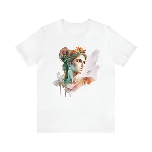 Greecian Goddess in Watercolor - Short Sleeve Tee White